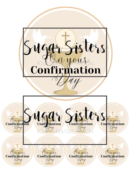 Confirmation Neutral Edible Topper - (1 x 6" Disc ) (8 x 2" Discs)