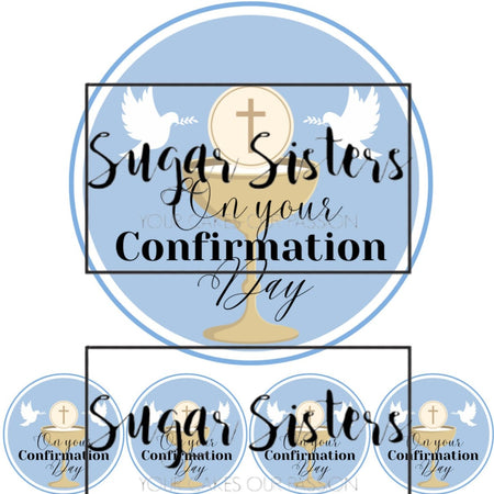 Confirmation Neutral Edible Topper - (1 x 6" Disc ) (8 x 2" Discs)