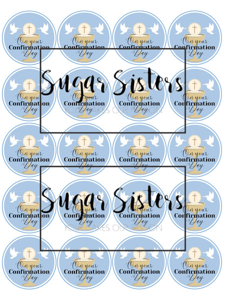 Confirmation Chalice Blue  Edible Toppers - (20 Toppers)
