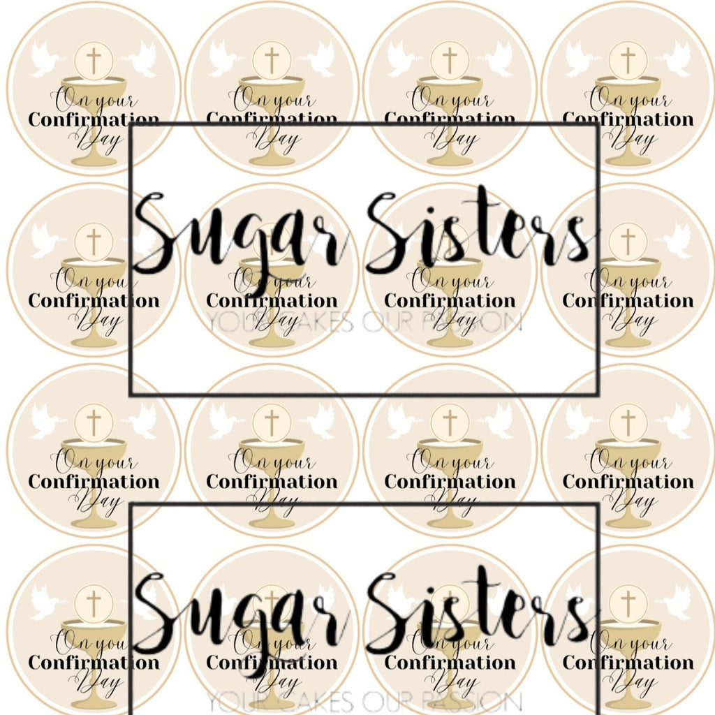 Confirmation Chalice Neutral Edible Toppers - (20 Toppers)