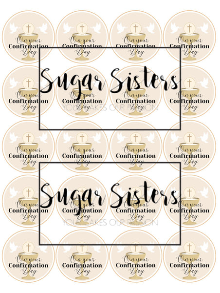Confirmation Chalice Neutral  Edible Toppers - (20 Toppers)
