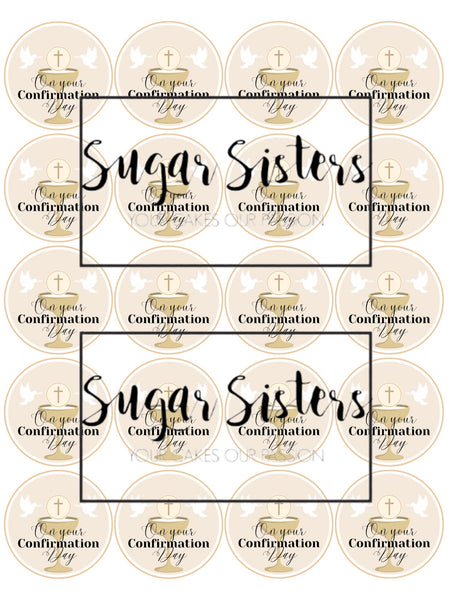 Confirmation Neutral  Edible Toppers - (20 Toppers)