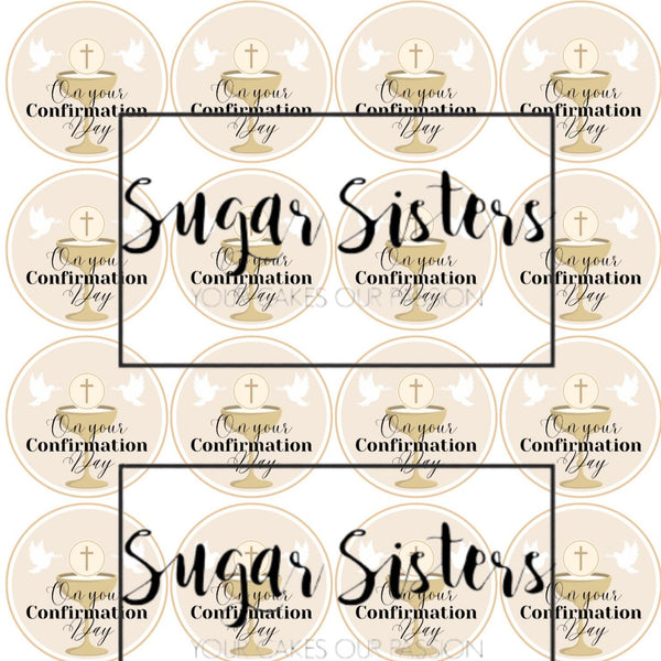 Confirmation Chalice Neutral  Edible Toppers - (20 Toppers)