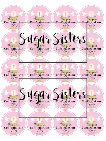 Confirmation Chalice Pink  Edible Toppers - (20 Toppers)