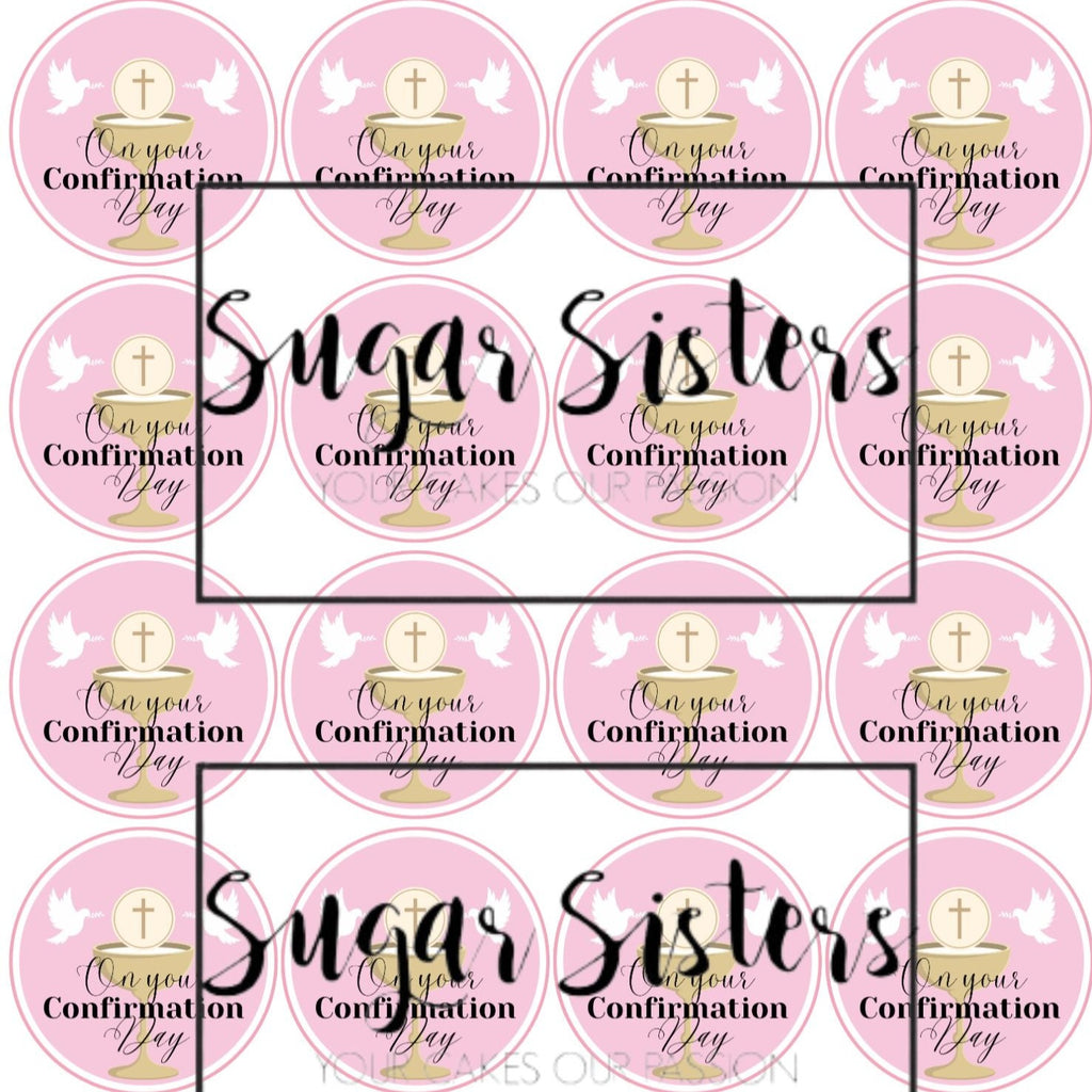 Confirmation Chalice Pink  Edible Toppers - (20 Toppers)