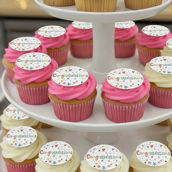 Congratulations Edible Toppers - (20 Toppers)
