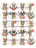 Cute Deer Christmas Edible Toppers - (20 Toppers)