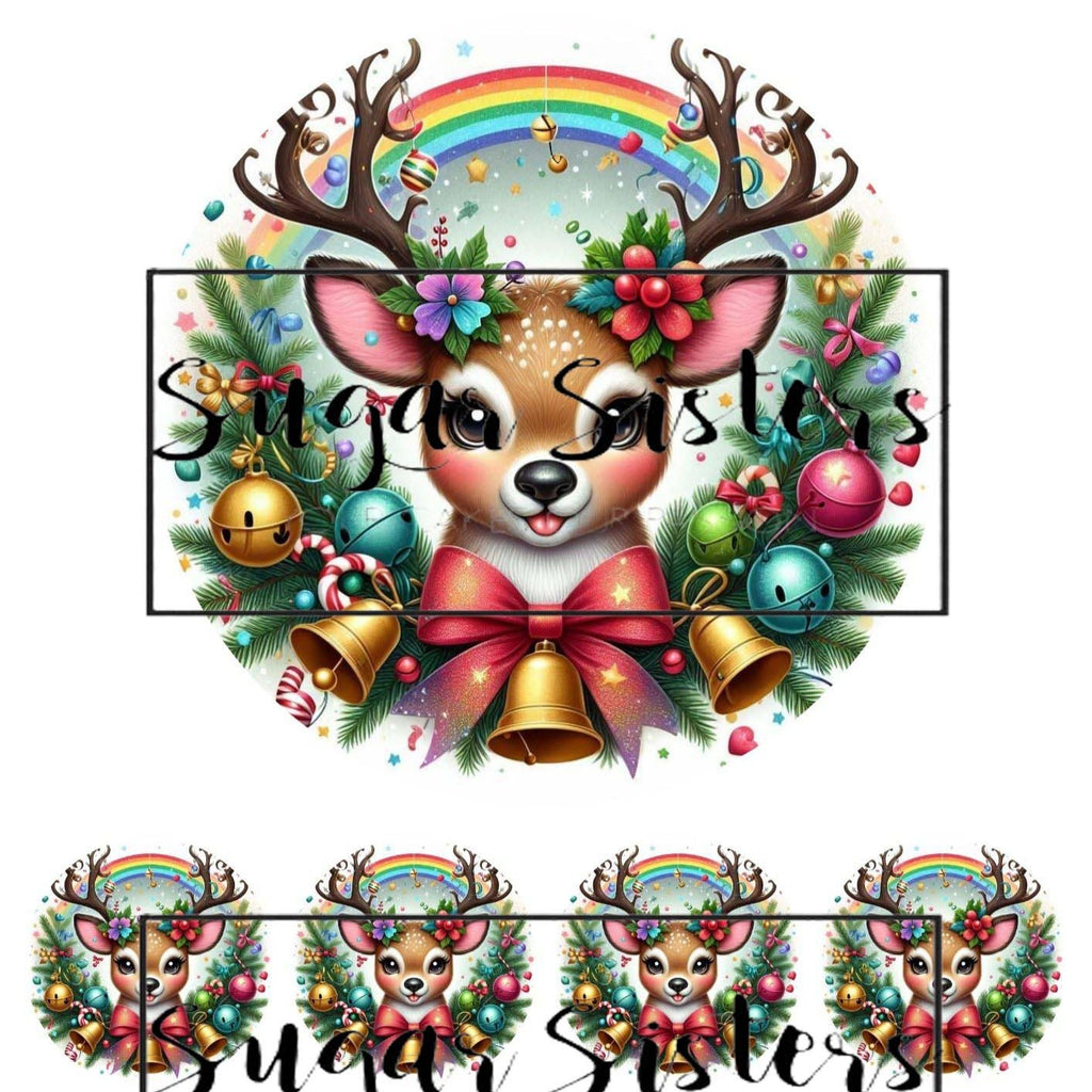 Cute Reindeer Edible Toppers - (1 x 6