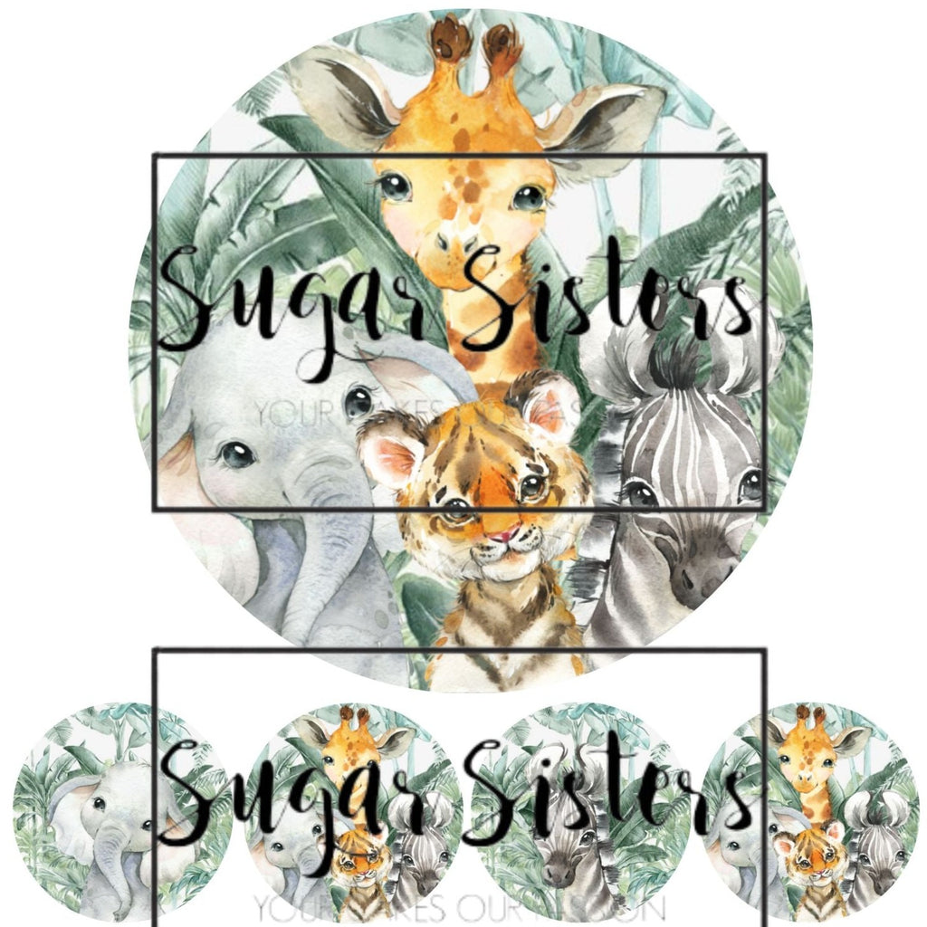 Cute Safari Animals Edible Topper - (1 x 6
