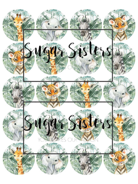 Cute Safari Animals Edible Toppers - (20 Toppers)