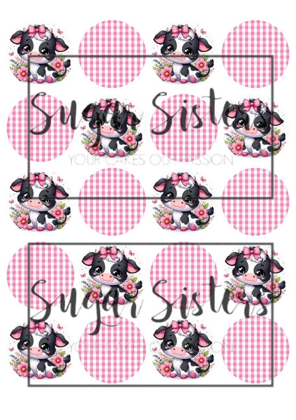 Cute Baby Cow Edible Toppers - (20 Toppers)