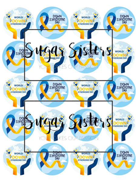 Down Syndrome Day Edible Toppers - (20 Toppers)
