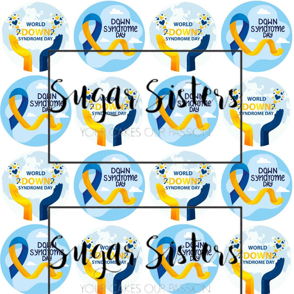 Down Syndrome Day Edible Toppers - (20 Toppers)