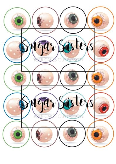 Halloween Eyes Edible Toppers - (20 Toppers)