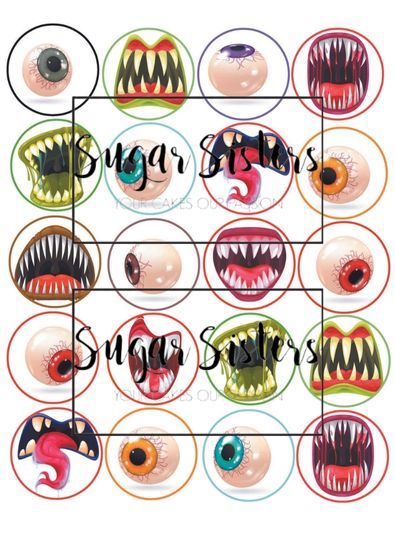 Halloween Monster Teeth Edible Toppers - (20 Toppers)