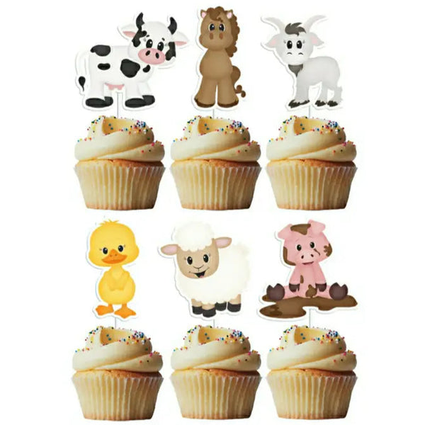 Baby Farm Animals Cupcake Toppers Pk 6