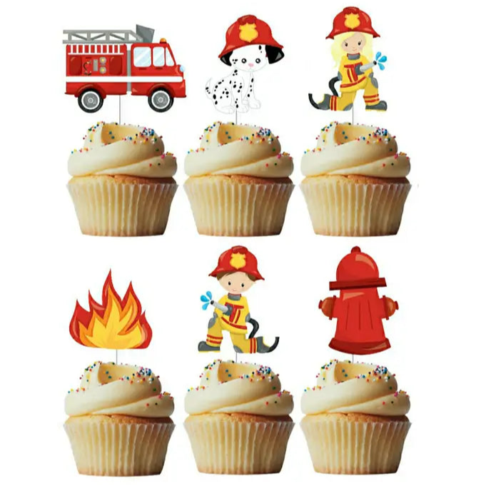 Firemen Cupcake Toppers Pk 6