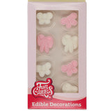 Pink & White Sugar Bows Pk 8