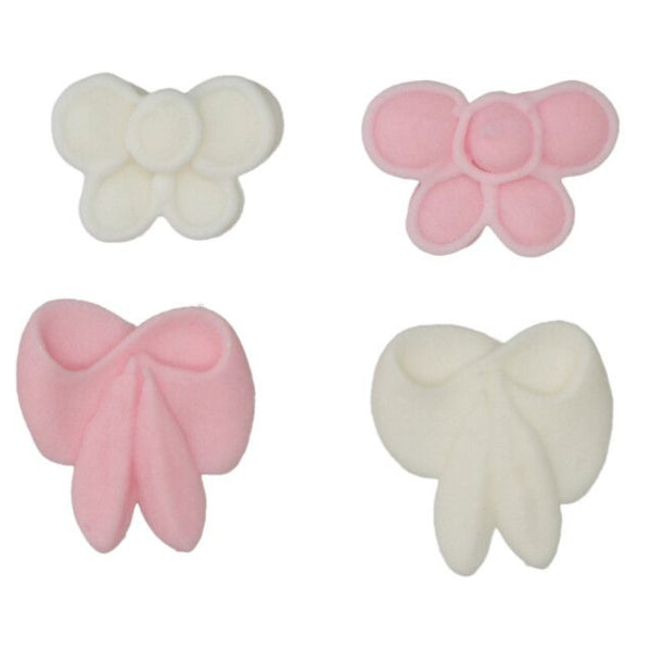 Pink & White Sugar Bows Pk 8