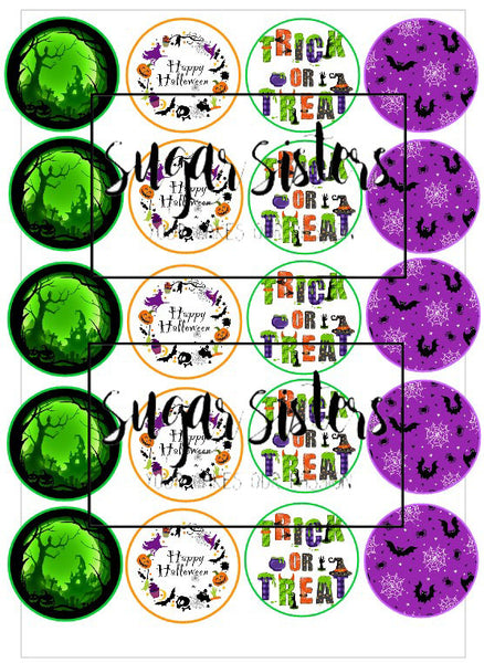 Halloween Mix Edible Toppers - (20 Toppers)