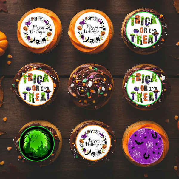 Halloween Mix Edible Toppers - (20 Toppers)