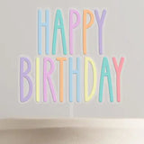 Happy Birthday Cake Topper Clear Acrylic & Pastel Acrylic