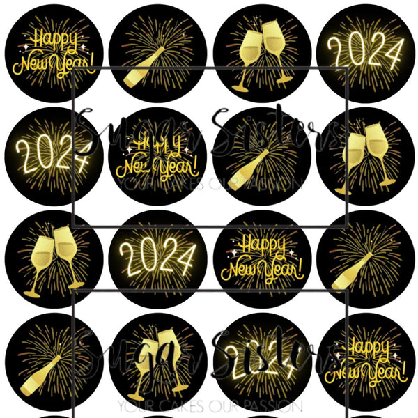 Happy New Year 2024 Edible Image Toppers. — Choco House