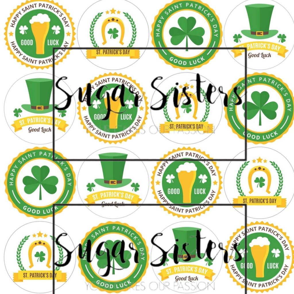 Happyf St Patricks Day Edible Toppers - (20 Toppers)