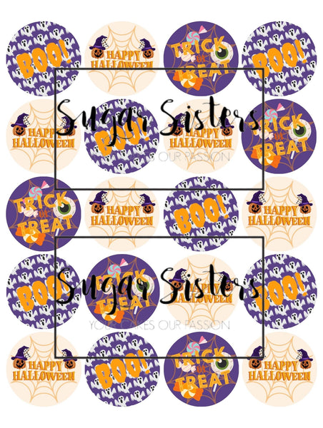 Trick or treat Halloween Edible Toppers - (20 Toppers)