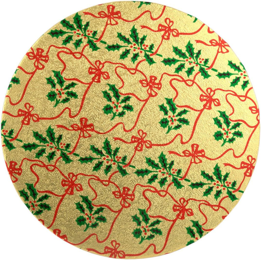 Gold Holly with Ribbon Double Thick Card 10
