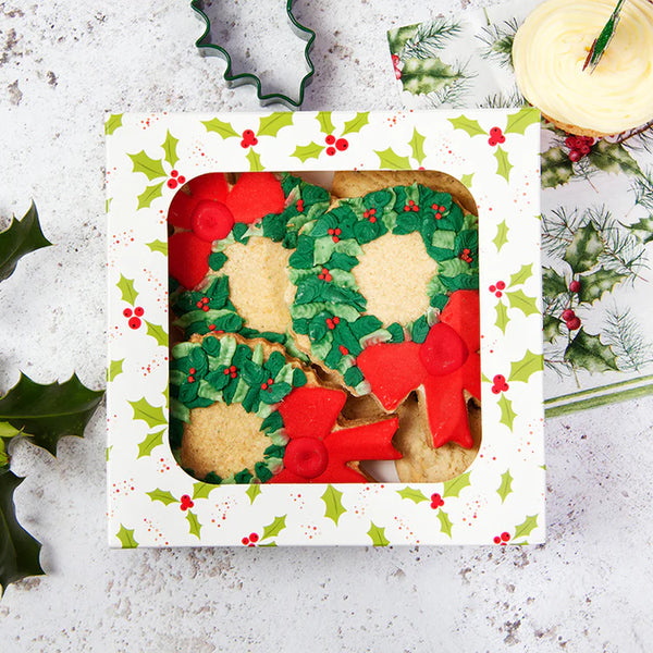 Holly Treat Boxes with Window Pk 3