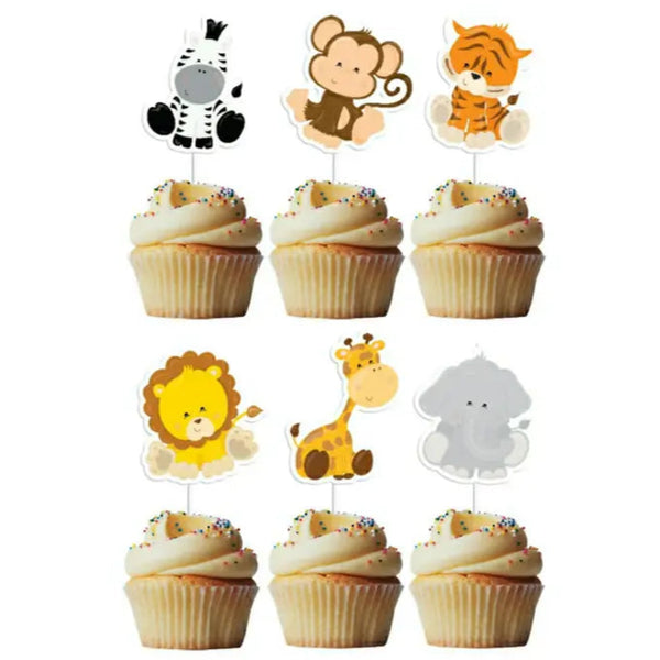 Baby Jungle Animals Cupcake Toppers Pk 6
