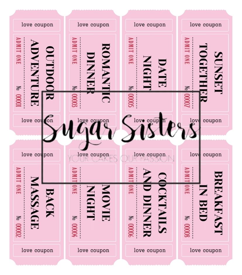 Love Coupon Edible Toppers - (20 Toppers)