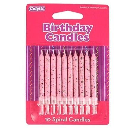 Pale Pink  Glitter Candles Pk 10