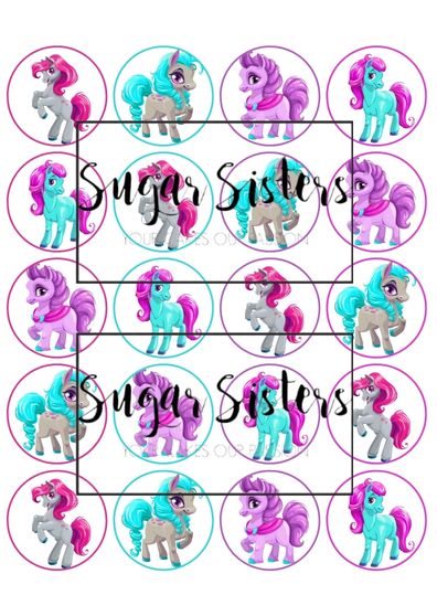 Little Pony Edible Toppers - (20 Toppers)