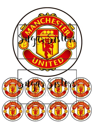 Manchester United Edible Topper - (1 x 6" Disc ) (8 x 2" Discs)