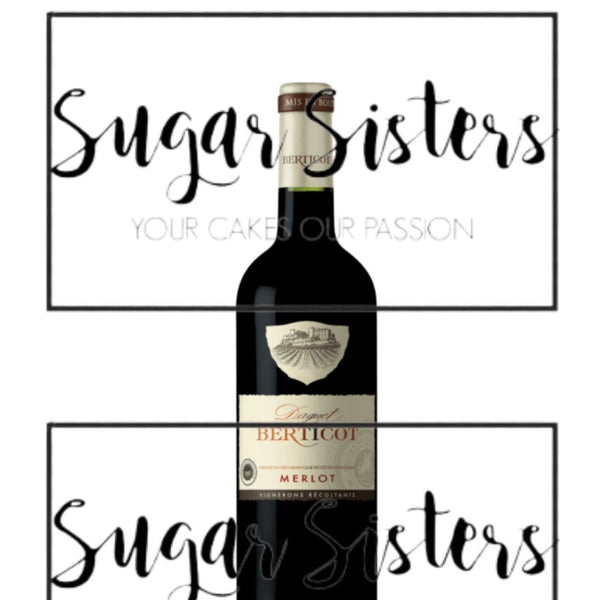 Black Wine Bottle Edible Decal - (1 Image 6.5" tall )