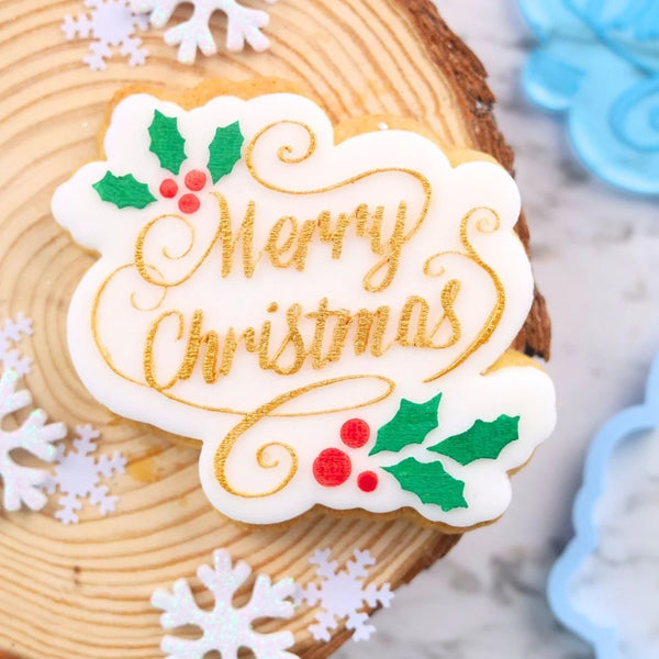 OUTBOSS STAMP N CUT - Merry Christmas Holly Leaves