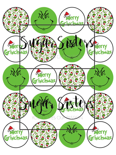Merry Grinchmas Edible Toppers - (20 Toppers)