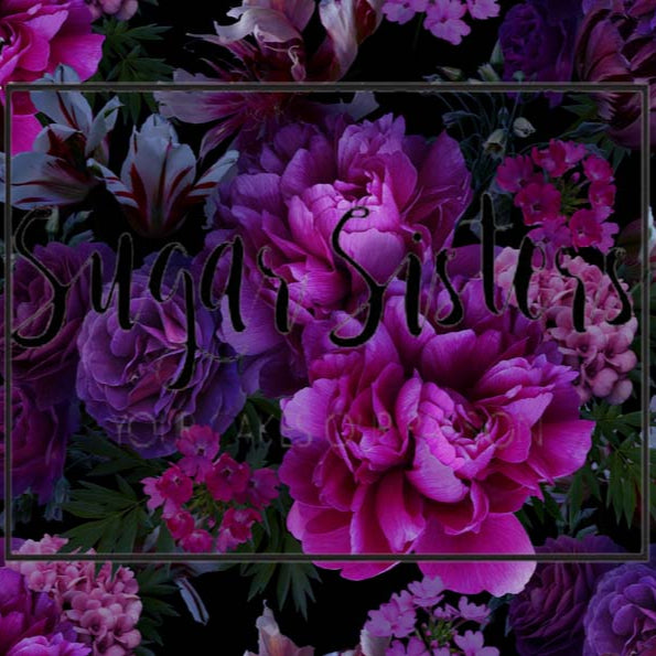 Moody Purple Flowers Wrap  Edible Image