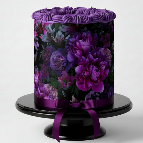 Moody Purple Flowers Wrap Edible Image