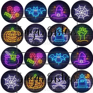 Neon Halloween Edible Toppers - (20 Toppers)