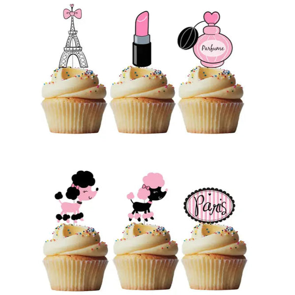 Paris Cupcake Toppers Pk 6