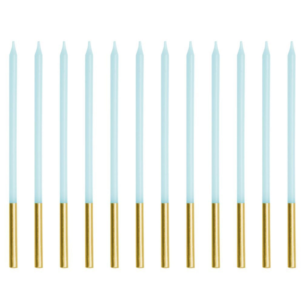 Tall Candles Blue & Gold Pk 12
