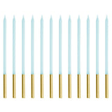 Tall Candles Blue & Gold Pk 12