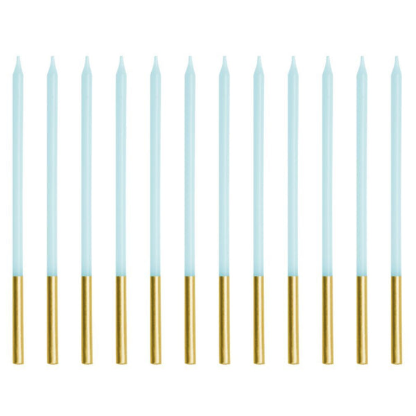 Tall Candles Blue & Gold Pk 12