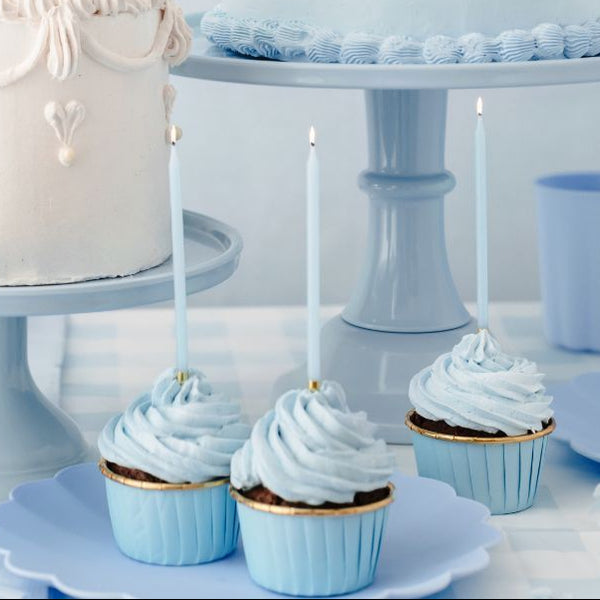 Tall Candles Blue & Gold Pk 12