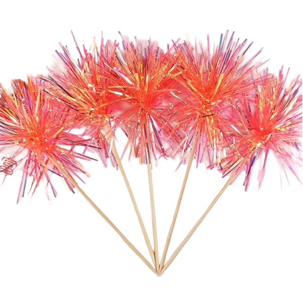 SUGAR SISTERS - Firework Cake/Cupcake Topper Peach Pk 5