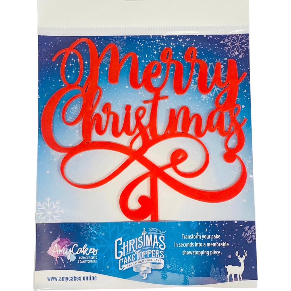 Merry Christmas Cake Topper Red