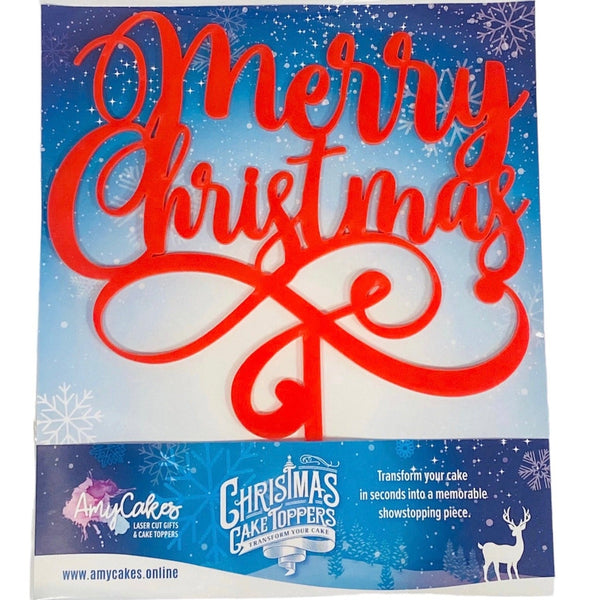 Merry Christmas Cake Topper Red